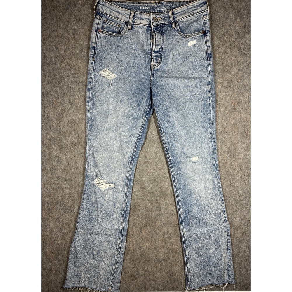 Old Navy Y2K Extra High Rise Kicker Bootcut Jeans Womens Size‎ 2 Distressed